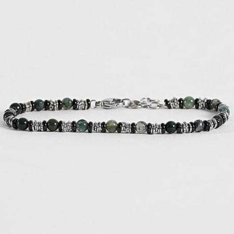 Frilivin - Pulsera 324 Gris Antracita Negro Plateado