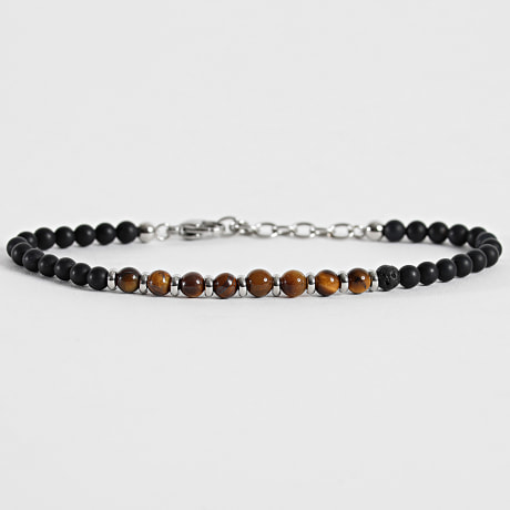 Frilivin - Pulsera 324 Marrón Negro Plateado