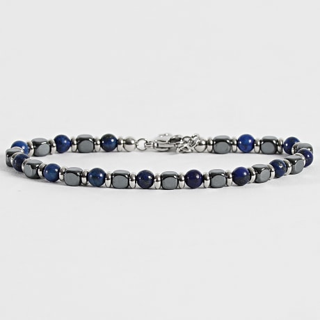 Frilivin - Pulsera 324 Azul Marino Gris Antracita Plateado