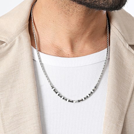 Frilivin - Collar 324 plateado blanco