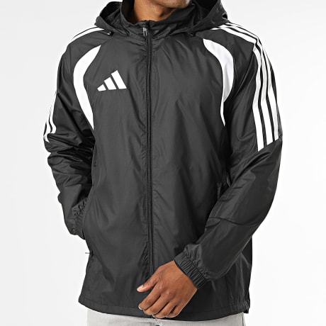 Adidas Performance - Cortavientos con Capucha y Rayas Tiro 26 League JY9733 Negro