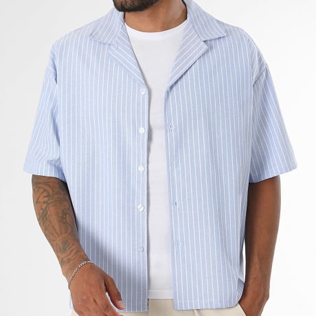 Classic Series - Chemise Manches Courtes A Rayures 2607 Bleu Clair