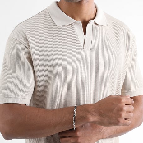 LBO - Texture Polo Met Korte Mouwen 4173 Donker Beige