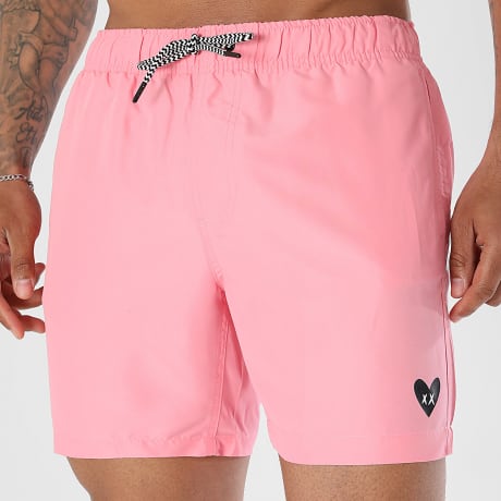 Luxury Lovers - Pantaloncino da bagno Black Heart Rosa Chiaro
