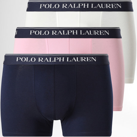 Polo Ralph Lauren - Lot De 3 Boxers Blanc Rose Bleu Marine