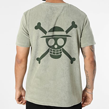 One Piece - Tee Shirt Eponge Mugiwara Back Vert Kaki