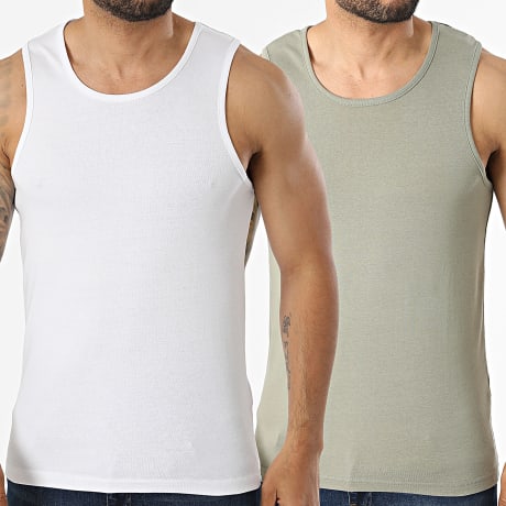 Urban Classics - Pack de 2 Camisetas TB7650A Blanco Verde Kaki