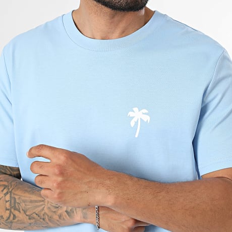 Luxury Lovers - Camiseta Oversize Palm Tree Azul Claro Blanco