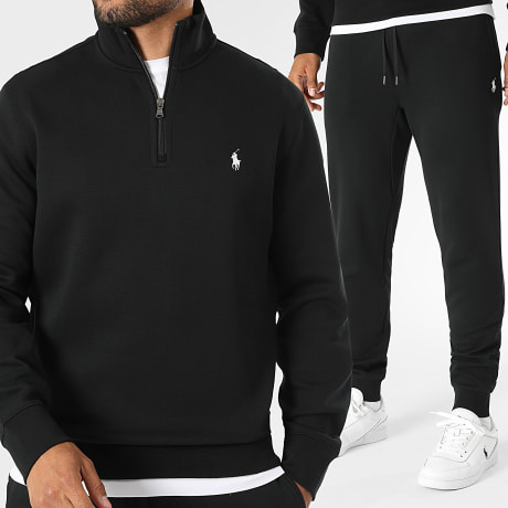 Polo Ralph Lauren - Ensemble Sweat Col Zippé Et Pantalon Jogging Original Player Noir