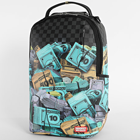 Sprayground - Sac A Dos Monoploy Money Stacks 910B8782NSZ Noir Gris Bleu Multi