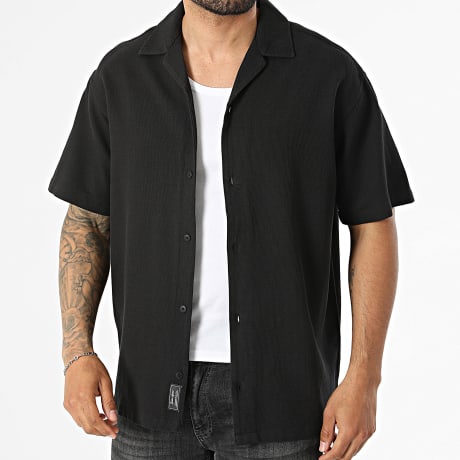 Jack And Jones - Chemise Manches Courtes Global Waffle Noir
