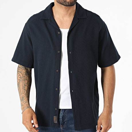 Jack And Jones - Chemise Manches Courtes Global Waffle Bleu Marine