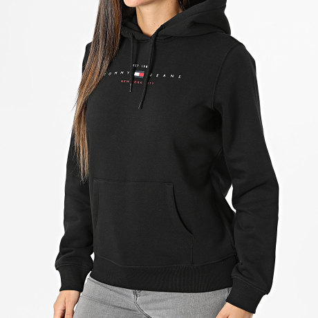 Tommy Jeans - Sweat Capuche Regular Fit Femme US Linear 3485 Noir
