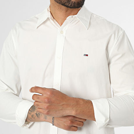 Tommy Jeans - Camisa de Manga Larga Regular Fit Poplin 2026 Beige Claro
