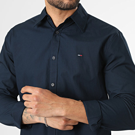 Tommy Jeans - Camisa de Manga Larga Regular Fit Poplin 2026 Azul Marino