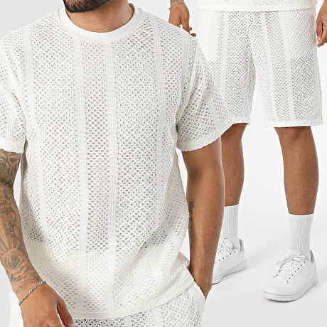 Fusional - Conjunto Camiseta Y Pantalón Corto A22 Beige Claro
