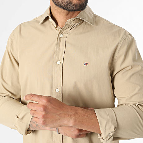 Tommy Hilfiger - Camisa Manga Larga Regular Fit Poplin Semi Spread 3298 Camel Claro