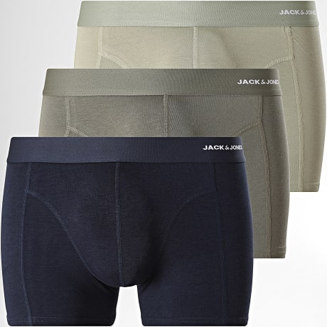 Jack And Jones - Lot De 3 Boxers Gabriel Bamboo Vert Bleu Marine Vert Kaki