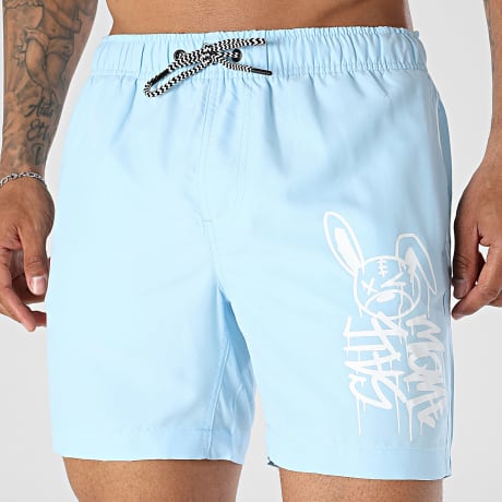 Sale Môme Paris - Pantaloncino Da Bagno Lapin Dripping Graffiti Blu Chiaro Bianco