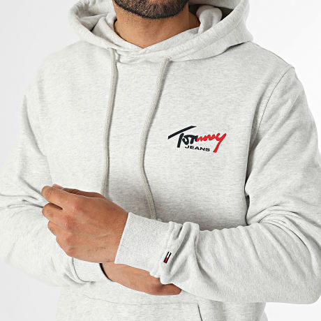 Tommy Jeans - Sweat Capuche Regular Fit Entry Sign 2680 Gris Chiné