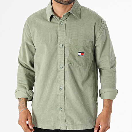 Tommy Jeans - Surchemise Oversize Brick Corduroy 1698 Vert Kaki