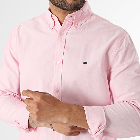 Tommy Jeans - Camisa de Manga Larga Oxford 1298 Rosa