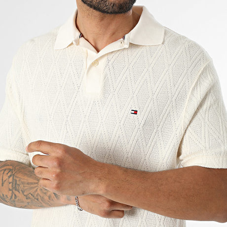 Tommy Hilfiger - Polo Manga Corta Jacquard 3279 Beige Claro