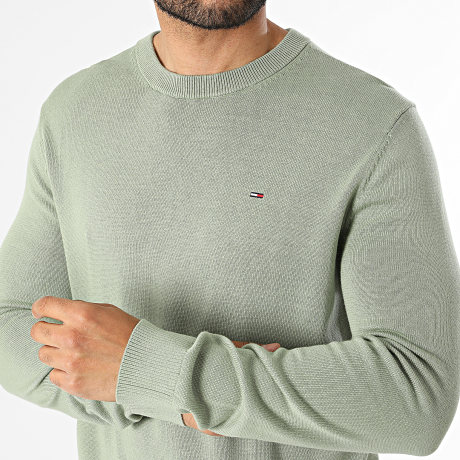 Tommy Jeans - Pull Slim Essential 2853 Vert Kaki Clair