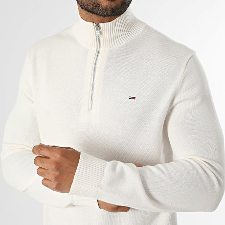Tommy Jeans - Pull Col Zippé Essential Light 1654 Beige Clair