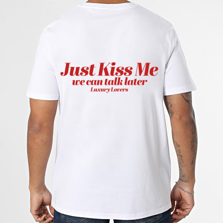 Luxury Lovers - Camiseta Oversize Kiss Me Rojo Blanco
