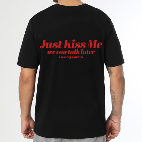 Luxury Lovers - Camiseta Oversize Kiss Me Rojo Negro