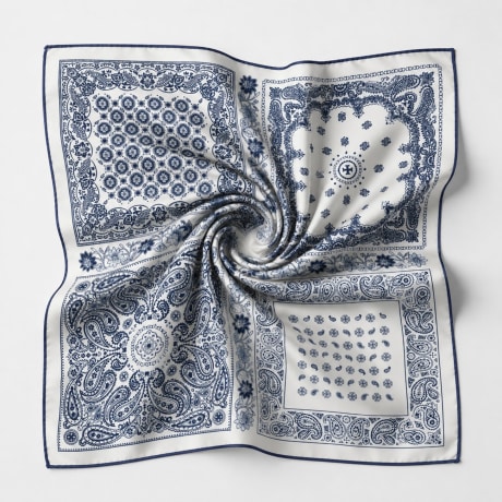 Frilivin - Pañuelo L39 Beige Azul Marino Bandana