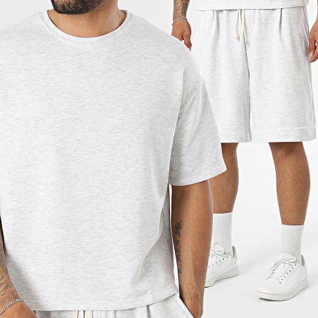 Frilivin - Conjunto Camiseta Y Pantalón Corto De Chándal 088 Gris Claro Jaspeado
