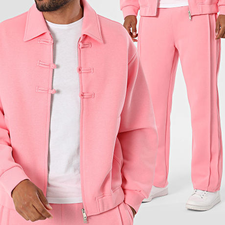 Fusional - Conjunto Chaqueta con cremallera y pantalón chándal U08 rosa