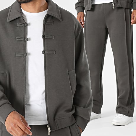 Fusional - Conjunto Chaqueta con cremallera y pantalón chándal U08 gris antracita