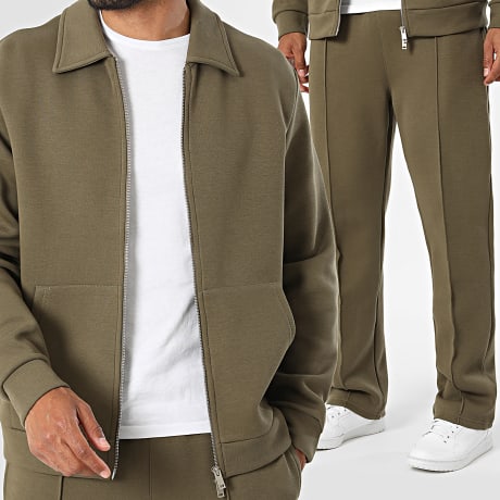 Fusional - Conjunto Chaqueta Zíppera y Pantalón Jogging U07 Verde Kaki