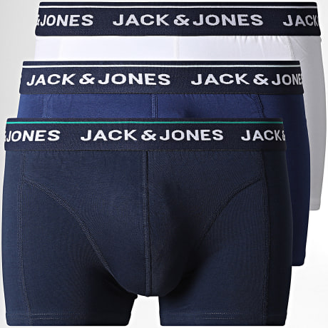 Jack And Jones - Lot De 3 Boxers Branco Blanc Bleu Marine