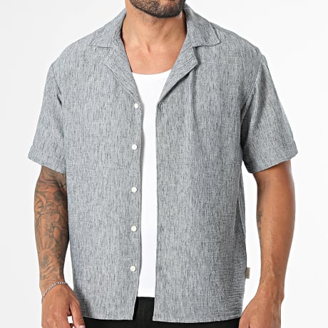 Jack And Jones - Chemise Manches Courtes Hyeres Structure Bleu Marine Chiné