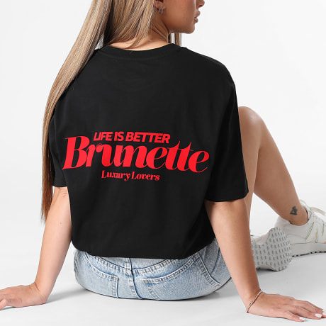 Luxury Lovers - Camiseta Oversize Mujer Brunette Red Negro
