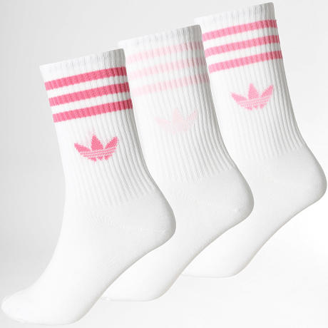 Adidas Originals - Pack de 3 Pares de Calcetines 3 Stripes Crew KX2784 Blanco Rosa