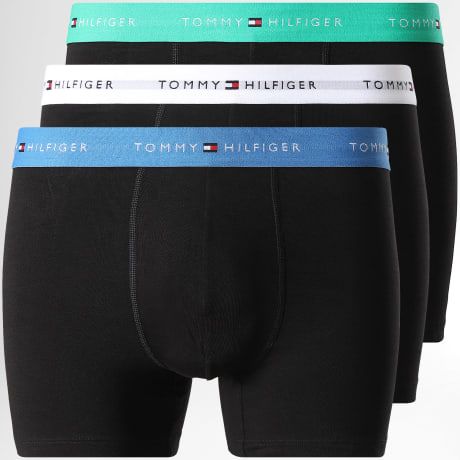 Tommy Hilfiger - Lot De 3 Boxers 3874 Noir Blanc Vert Bleu Roi