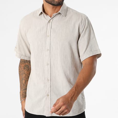 Fins de Séries - Camisa de Manga Corta Regular Fit 853 Beige Jaspeado