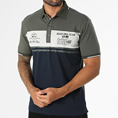 Classic Series - Polo de Manga Corta 005 Azul Marino Verde Caqui Blanco