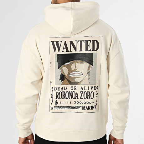 One Piece - Sudadera Capucha Relaxed Wanted Zoro Beige