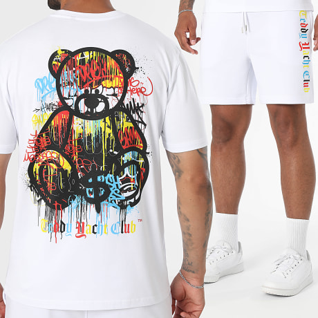 Teddy Yacht Club - Conjunto Camiseta Y Pantalón Corto de chándal Art Series Dripping Blanco