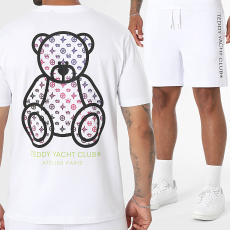 Teddy Yacht Club - Conjunto Camiseta Y Pantalón Corto De chándal Street Couture Gradient Blanco