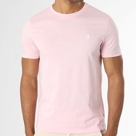 Polo Ralph Lauren - Tee Shirt Original Player Custom Slim Fit Rose Blanc