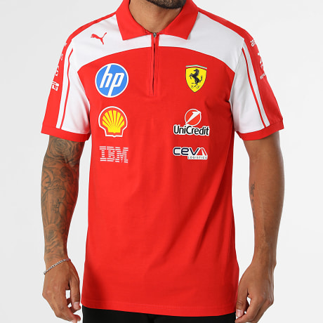 Puma - Poloshirt Met Korte Mouwen En Rits Ferrari Replica 713829 Rood