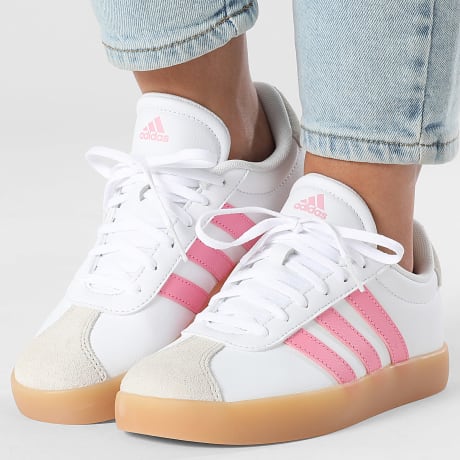 Adidas Sportswear - Baskets Femme VL Court 3.0 K IH3483 Footwear White Bliss Pink Aluminium