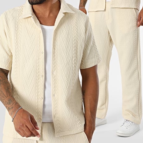 KZR - Conjunto Camisa de Manga Corta Y Pantalón 319 Beige